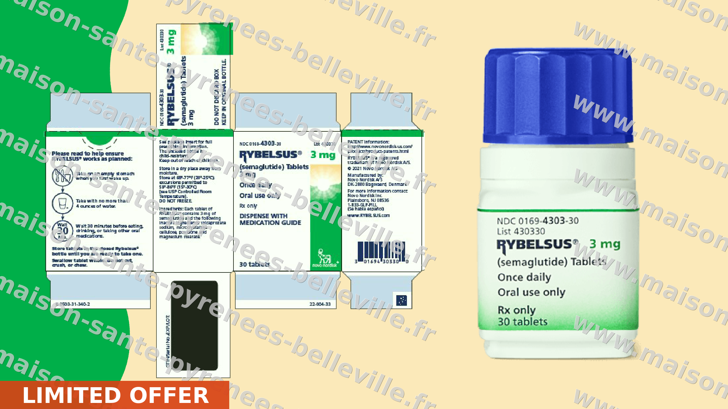 Acheter Rybelsus en ligne — 14mg Semaglutide pour perte de poids & diabète dès 18,33€ par comprimé